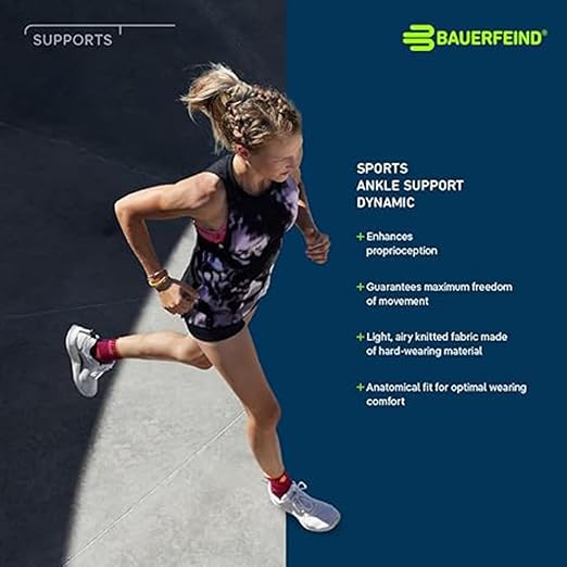 Bauerfeind Sports Ankle Support Dynamic - Ankle Compression Sleeve for Freedom of Movement - 3D AirKnit Fabric for Breathability - Premium Quality & Washable (S, Black)
