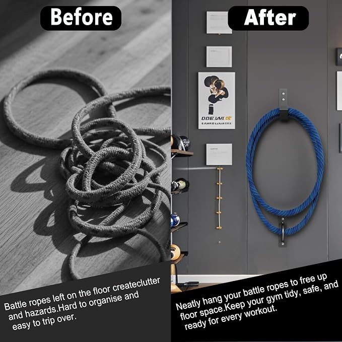 Heavy Duty Battle Rope Wall Anchor Kit with 1 Storage Hook, Wall Mount for Home Gym Training