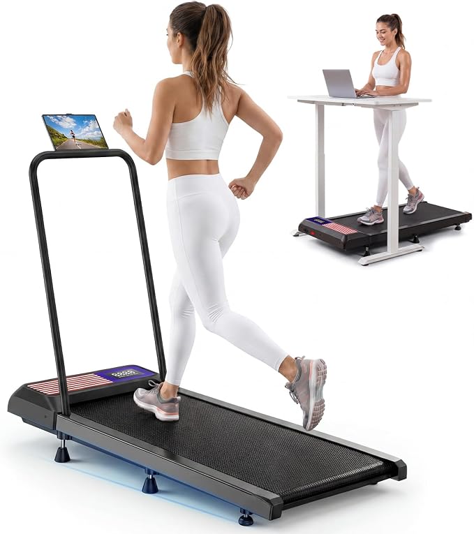 Walking Treadmill Pad with 0-8% Incline,2.5HP Walking Treadmill Mat for Home & Office,Portable Treadmill with Handle Bar