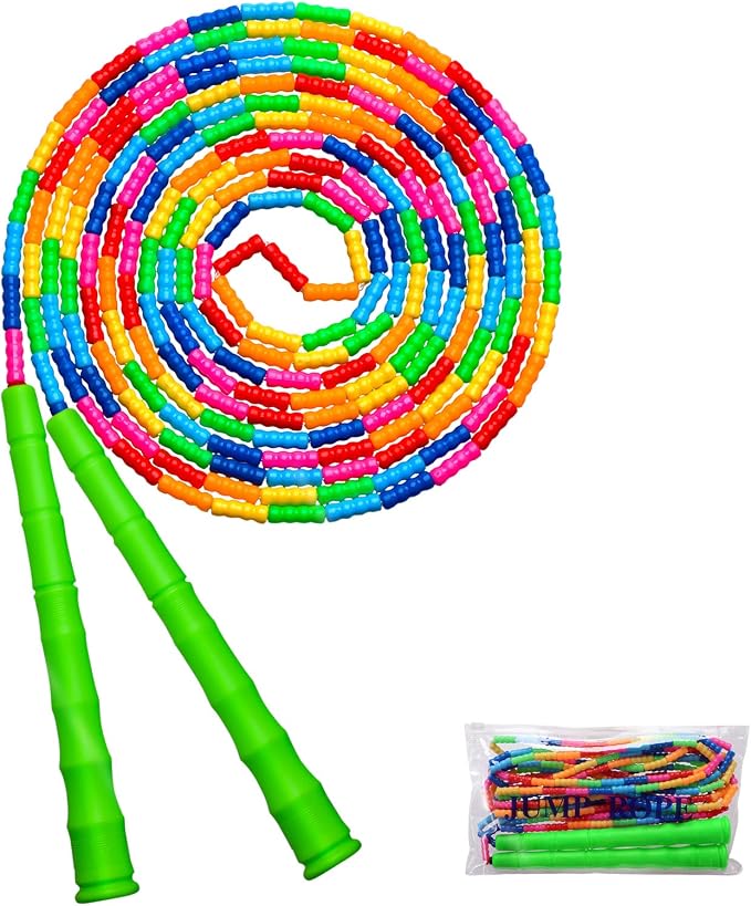Double Dutch Jump Rope Long Jump Rope 16 FT 1 Pack/2 Pack, Adjustable Soft Beaded Diy Jump Rope for Kids Adult Long Enough for 5-6 Jumpers
