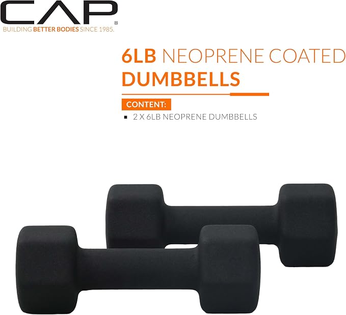 CAP Barbell Neoprene Dumbbell Weights Pairs & Sets | Black