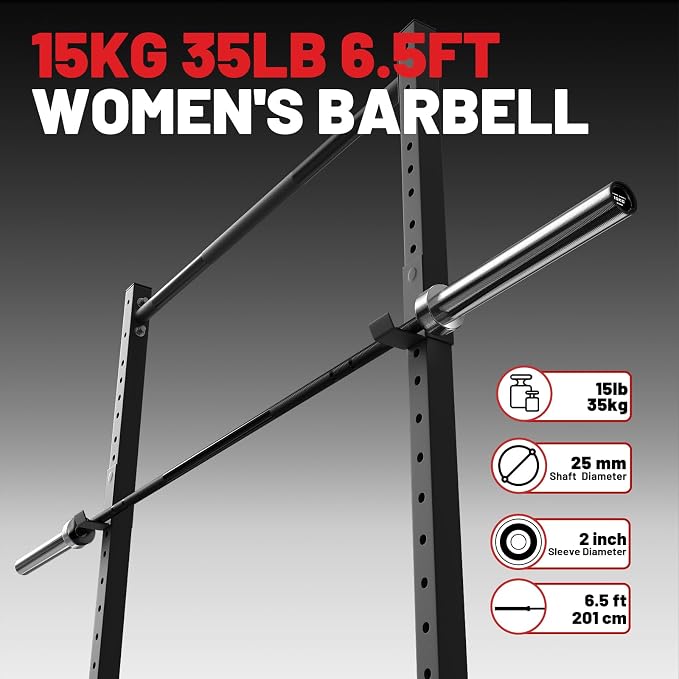 PAPABABE 4ft/5ft/6ft/6.5ft Barbell 2" Short Barbell for Strength Training | 4ft/5ft/6ft/6.5ft Straight Barbell, Womens Olympic Bar with Moderate Knurling for Squats Curls Deadlifts, Weightlifting