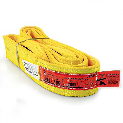 DD Sling (USA Made). 2" wide X (4' to 20' lengths) in Listing! 2 Ply Twisted Eye, Nylon Lifting Slings, Eye & Eye, Heavy Duty (900 webbing), 6,400 lbs Vertical, 5,100 Choker, 12,800 Basket Load Capacity (2inX6ft)