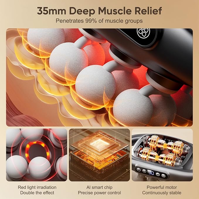 16 Head Massage Gun Deep Tissue - 2026 Upgrade Back Muscle Massager | 3 Modes & 30 Intensities, Portable Quiet Percussion Massager for Legs, Waist, Back, Neck, Buttocks Muscles Pain Relief