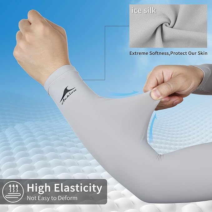 Achiou Volleyball Arm Sleeves for Women, Cooling Ice Silk Sun Sleeves Youth | Summer Ice Silk Compression Sleeves, UPF 50+ UV Protection, Perfect for Teen Girls & Women Outdoor Sports, Anti-slip Silicone