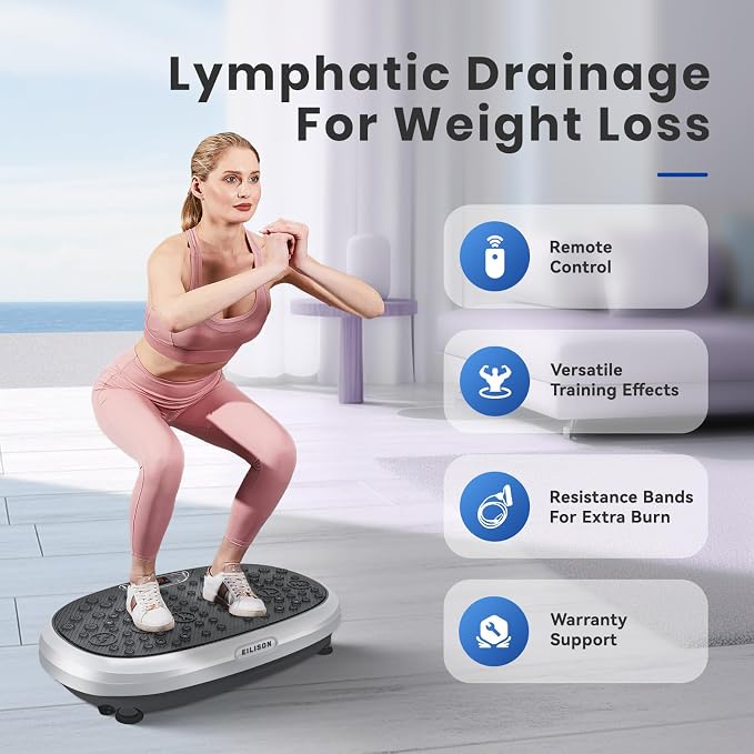 FitMaxx 3D XL Vibration Plate Exercise Machine - Whole Body Workout Vibration Platform w/Loop Bands - Lymphatic Drainage Machine for Weight Loss, Shaping, Recovery