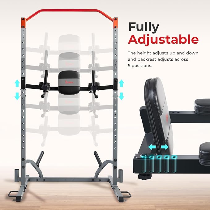 Sunny Health & Fitness Power Cage Squat Rack Attachments for Home Gym | Strength Training, Expanded Workout Variety, Durable Construction, Secure Fit, Quick Installation, Versatile Exercise Support