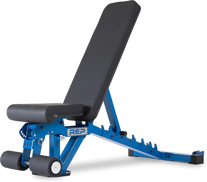 REP FID Foldable Weight Bench, Incline Decline Chair for Home Gym, Compact Portable Stationary Equipment, Heavy Duty Strength Training Platform, Adjustable Situp Dumbbell Workout Support, AB-3000