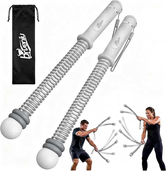 Ropeless Battle Rope Portable Cordless Weighted for Home Gym (Gray) | Adjustable sliding weights No anchor needed Non-slip grip & wrist strap Quiet HIIT at home Full-body cardio & strength
