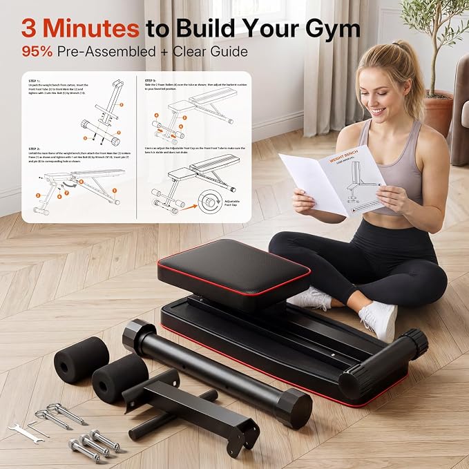 Adjustable/Foldable Weight Bench, 660LBS Home Gym Workout Bench Lifting Sit-up Exercise Bench for Bench Press