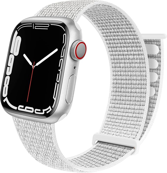 Sport Loop Band Compatible with Apple Watch Band 38mm 40mm 42mm 44mm iWatch Series 6 5 SE 4 3 2 1 Strap, Nylon Velcro Women Men Stretchy Elastic Braided Adjustable Wristband, 38mm 40mm Summit White | Braided Nylon Band for Apple Watch 38mm 40mm, Adjust...