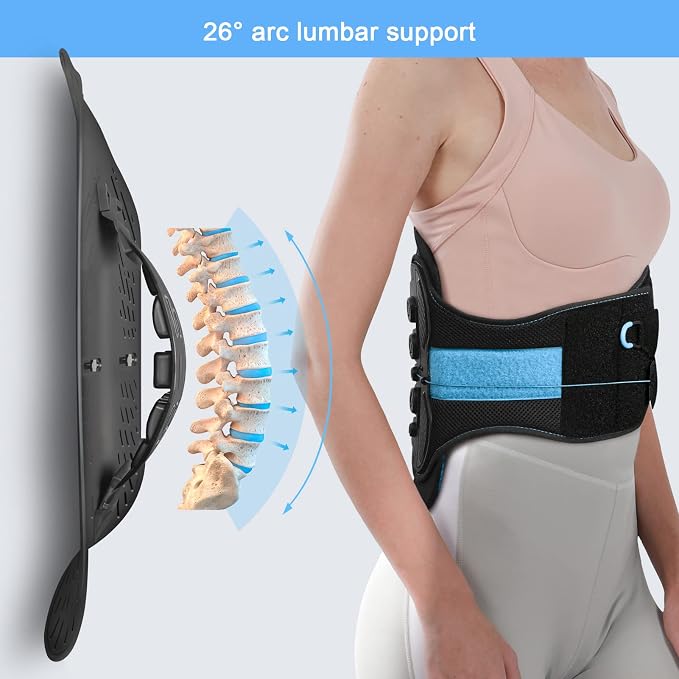 LSO Back Brace with Maximum Decompression Plate(S/M fit belly 23.5"-33.75") | Adjustable Arch Back Support,Dual Pulley System Lumbar Support Belt for Herniated Disc,Spine Stenosis,Sciatica,Scoliosis