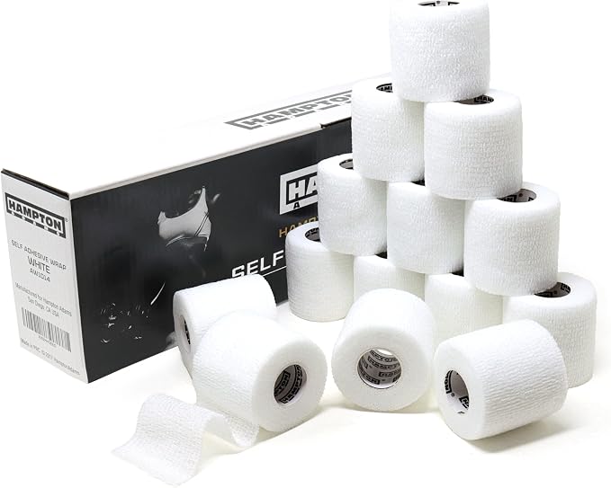 Hampton Adams | As Seen on Shark Tank | Self Adhesive Bandage Wrap (14-Pack) | 15ft | Pet Safe | Breathable Athletic Elastic Cohesive Bandage for Sports Injury Ankle Knee Wrist sprains (White)