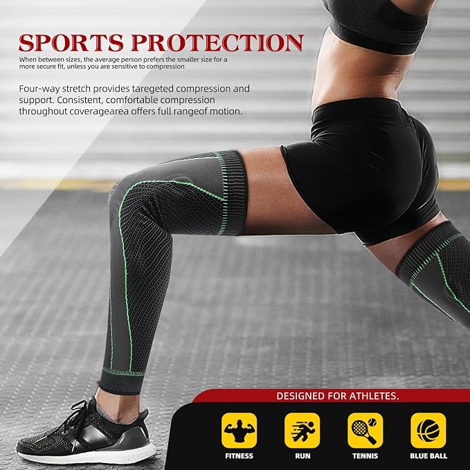 SKDK Full Leg Sleeves Long Compression Leg Sleeve Knee Sleeves Protect Leg, for Man Women Basketball, Arthritis Cycling Sport