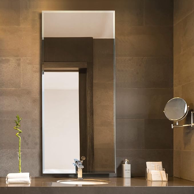 Fab Glass and Mirror Custom Mirror Panels Cut to Size - 1/4” Thick Custom Size Frameless Gym Mirrors, Vanity Mirror - 1" Beveled Edge Mirrors