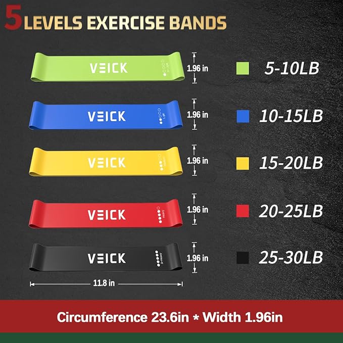 VEICK 10-150LBS Resistance Bands with Handles, Ankle Straps, Door Anchor | Accredited Lab Certified, 100% Natural Latex, Versatile for Yoga, Pilates, Strength, Home Gym