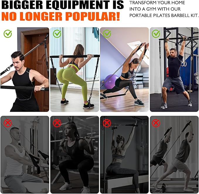 KUTIZE Pilates Bar Kit with Resistance Bands, Pilates Equipment, Multifunctional Pilates Bar for Women & Men, Pilates kit for Hip, Back, Arm, Full-Body Workouts, Home Gym Strength Training Equipment