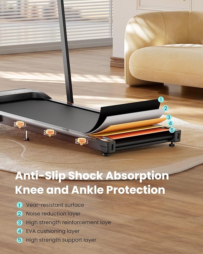 Abonow Walking Pad Treadmill with Handle Bar for Home Office | 3.0HP Compact Treadmills, 8% Manual Incline 2 in 1 Under Desk Walking Machine, LED Display, 265 LBS Capacity