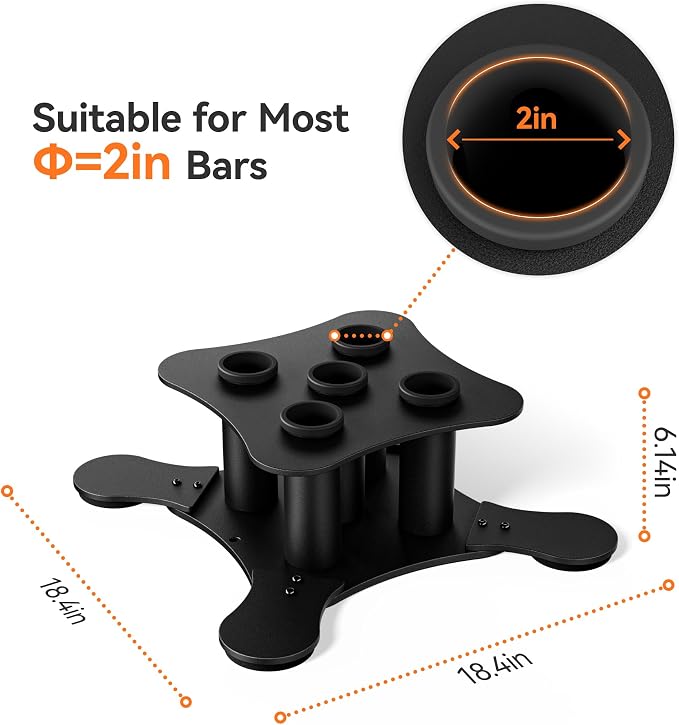 Vertical Barbell Storage Rack, 5-Bar Barbell Holder Floor Stand | 2-Inch Olympic/Curl Bar Compatible, with Protective Sleeve Inserts, Organizer for Home & Garage Gym