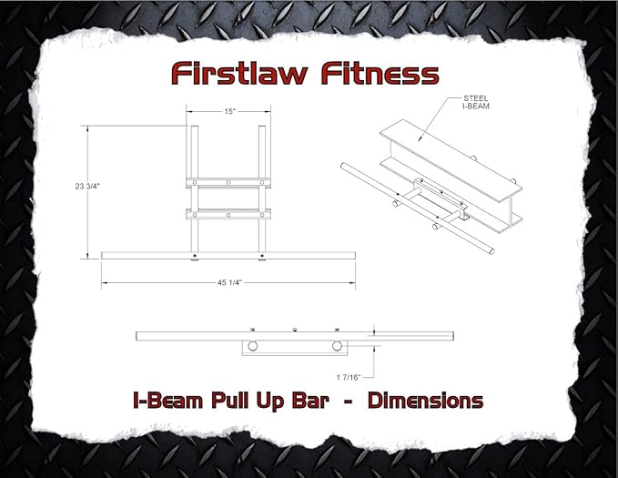600 LBS Weight Limit - I-Beam Pull Up Bar - Straight Long Bar - Grip Tape.