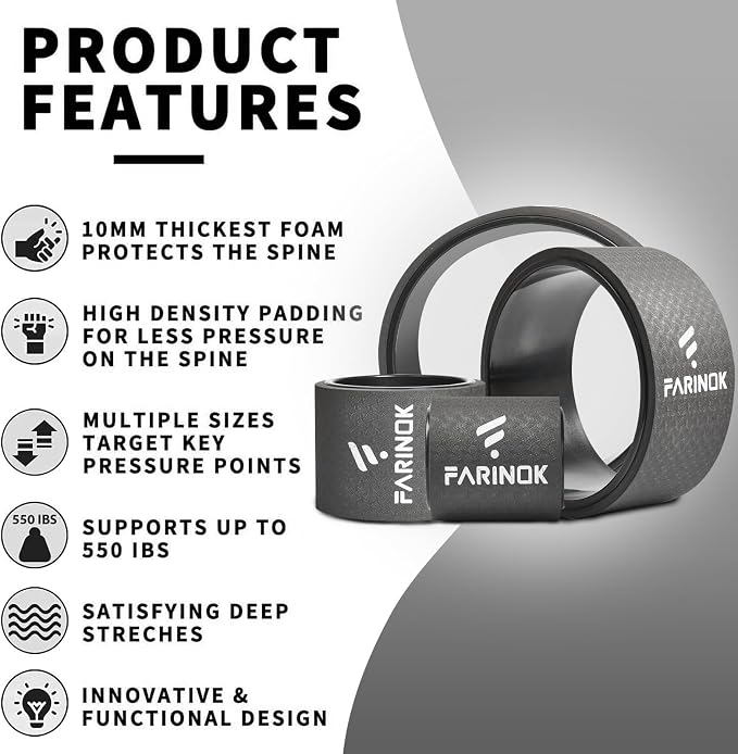 Yoga Wheel for Back Pain Relief, Back Roller Wheel with Extra Cushion | Wider & Thickest Foam, Stretches and Strengthens Core Muscles