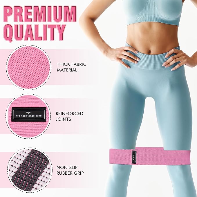 24 Pcs Fabric Resistance Bands for Working Out Strength Exercise Bands for Women Men Resistance Loop for Legs and Butt, Yoga, Pilates, Rehab, Fitness and Home