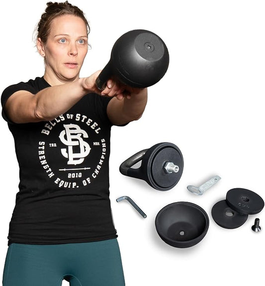 Adjustable Kettlebell 6-12kg [Bells of Steel] Kettle Bell Weight Set, Steel Shell, Internally-Loaded for Full Body Workouts, Competition Standard, 35mm Handle