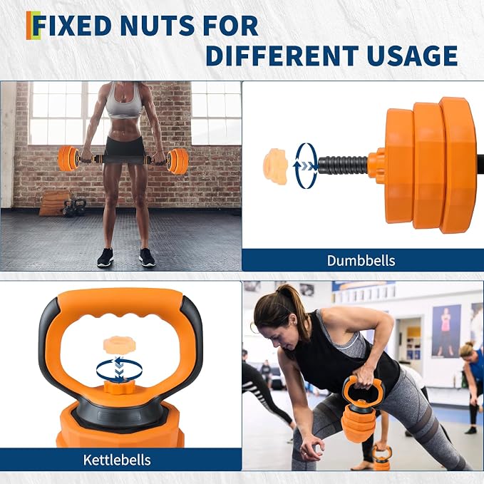 Garvee Adjustable Dumbbell Set,Weight Set for Home Gym | 4-in-1 Adjustable Weight Set Used As Dumbbells,Barbells,Kettlebells and Push-up
