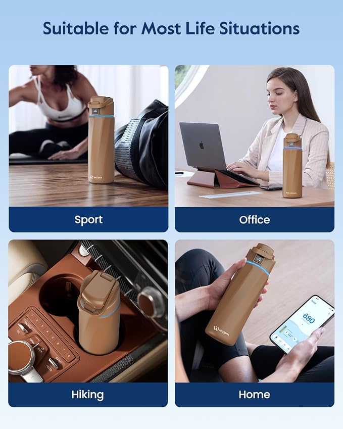 WaterH BOOST Smart Water Bottle Tracker with Reminder to Drink Water, 24oz | BPA-Free Double Wall Vacuum Insulated Stainless Steel, Leakproof, Smart App Tracking, Fits Cup Holders, Wide Mouth for School