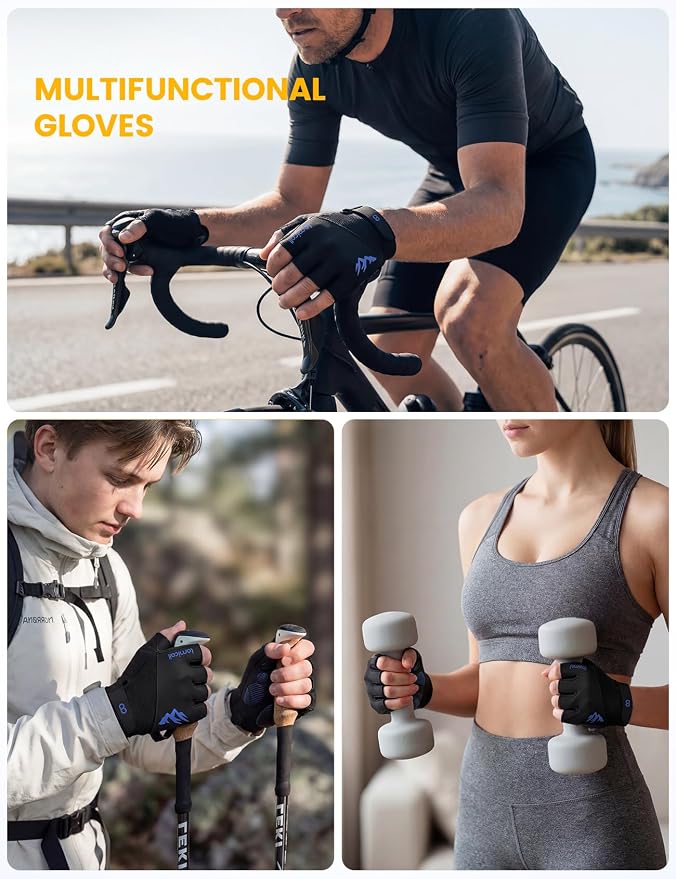 Lamicall Bike Gloves for Men Women - [Anti-Slip Shock-Absorbing Pad] Workout Gloves, Breathable Materials, Cycling Gloves for Bicycle, Gym, Motorcycle, Hiking, Indoor & Outdoor Sports