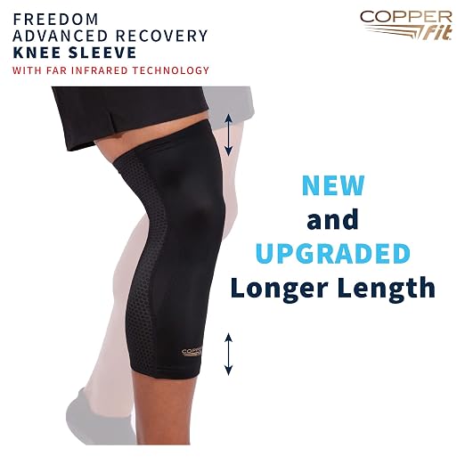 Copper Fit PRO Recovery Knee Compression Sleeve | Knee compression sleeve for arthritis support, knee pain relief, joint stability, and recovery support.