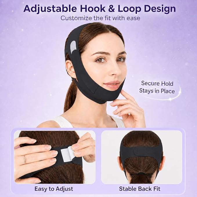 Jaw Strap,Jawline Shaper,Adjustable Chin Strap,Chin Strap for Sleeping,Jaw Strap,Jawline Shaper,Black