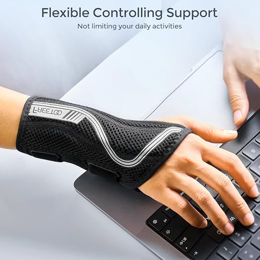 FREETOO Wrist Brace for Carpal Tunnel,[New Upgrade-Anatomically shaped] Adjustable Wrist Support Splint for Men and Women,Hand Brace for Pain Relief, Tendinitis,Arthritis,Left Hand,Larger,Black | Wrist Splint Hand Brace, Breathable Mesh Fabric, Women M...