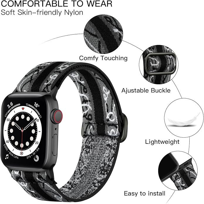 Lerobo Braided Band Compatible with Apple Watch Series 11 10 9 8 7 46mm 45mm 41mm Ultra SE 3 2 1 49mm Series 6 5 4 3 44mm 40mm 38mm 42mm Men iWatch Bands Women Stretchy Nylon Solo Loop Sport Strap
