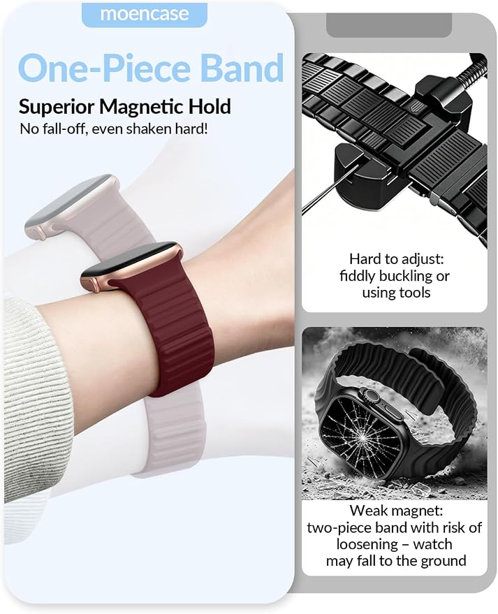 Patented Magnetic Silicone Sport Band for Apple Watch Bands for Women Men | Soft Silicone Solo Loop 40mm 38mm 41mm 44mm 45mm 42mm 49mm, Sport Strap for iWatch Series 11 10 9 8 7 6 5 4 3 2 1 SE Ultra