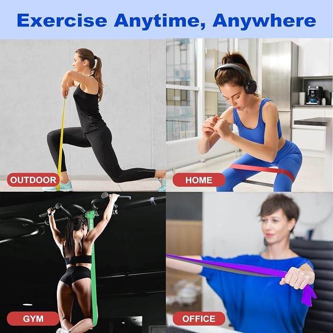 WIKDAY Resistance Bands, Pull Up Bands, Workout Bands for Exercise, Thick Heavy Resistance Band Set with Door Anchor, Elastic Bands for Body Stretching, Training at Home/Gym for Men & Women