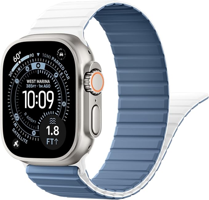Magnetic Sport Silicone for Apple Watch Ultra 3 2 Band 49mm 46 45 44mm Men | Upgraded Magnet,Two-Tone Design,Waterproof,Soft Loop Strap for iWatch Ultra 3/2 Series 11 10 9 8 7 6 5 4 SE 46mm 45mm 44 49