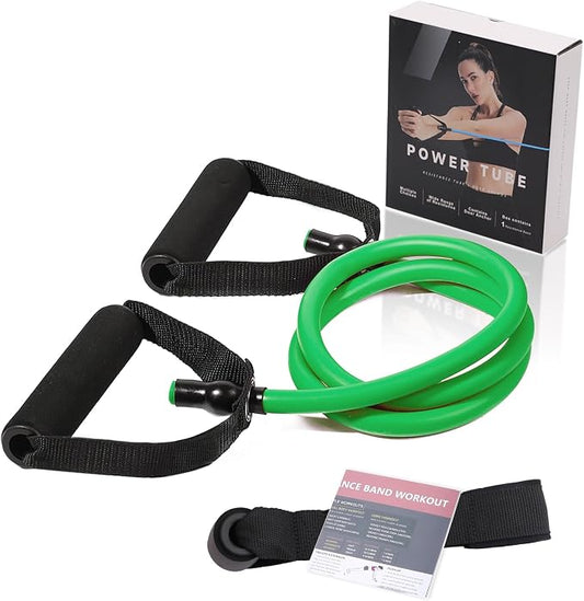 Resistance Bands with Handles and Door Anchor for Home Workouts | For women and men; includes a door anchor and simple guide for exercise, stretching, and home workouts.