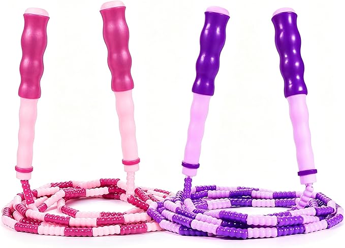 Supertrip Jump Rope Kids-Soft Beaded Skipping Rope Adjustable Tangle-Free Segmented Jumping Rope for Children and Students