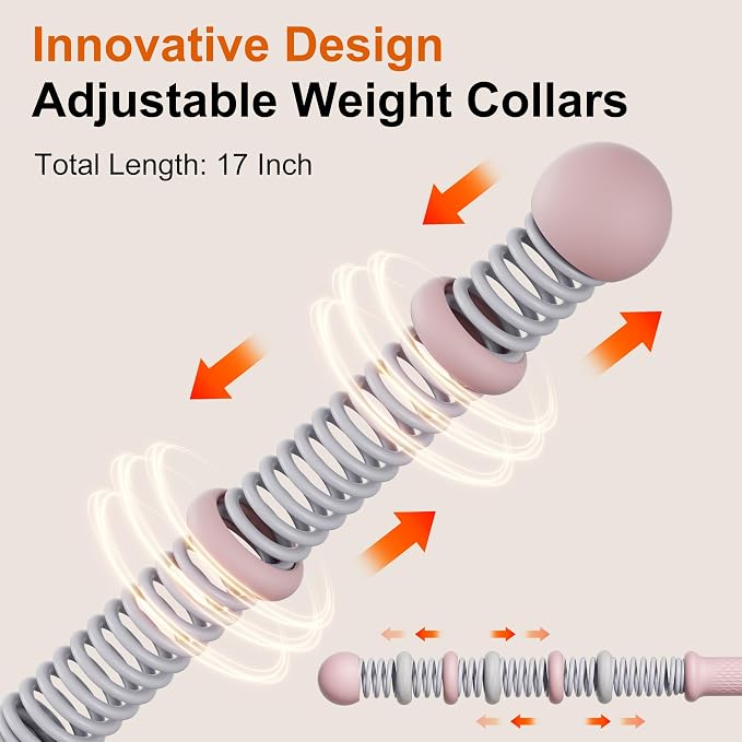 Adjustable Ropeless Battle Ropes, Portable Cordless Battle Ropes for Home Gym, Workout Equipment Exercise Rope for Low-Impact Workout, Strength & HIIT, for Men & Women (Pink)