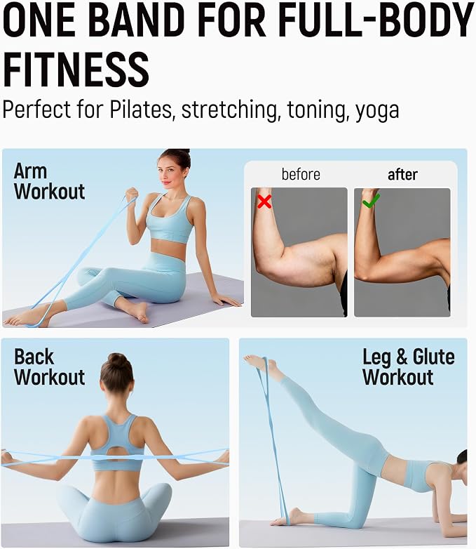 Upgraded Figure 8 Resistance Bands, Resistance Bands for Arms & Full Body Workout, Stretch Resistance Band with Handles for Yoga, Pilates, Toning, Home Fitness & Physical Therapy