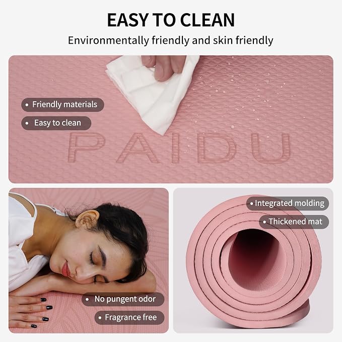 PAIDU Large Yoga Mat 72"x36"x10mm Non-Slip Exercise Mat for Home Gym Studio | Extra wide & thick non-slip yoga mat, works on all floors, ideal for stretching, yoga studio, gym and home workouts