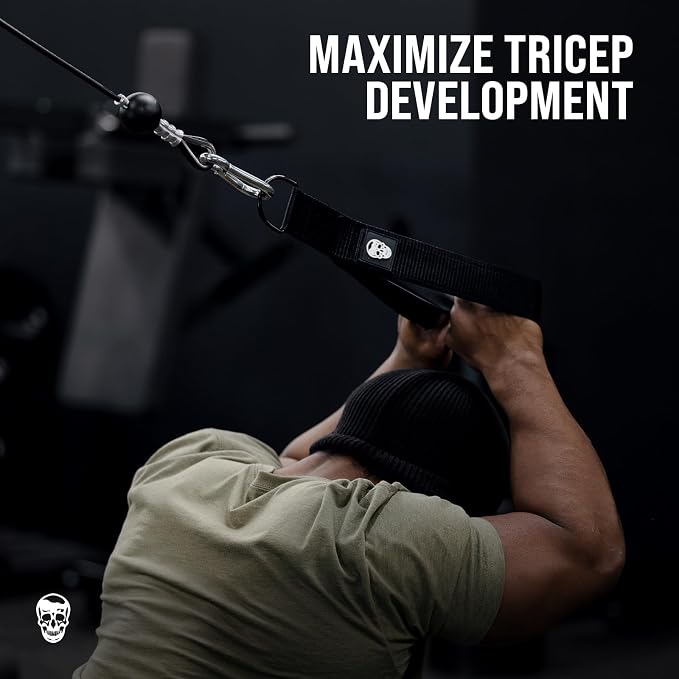 Gymreapers Tricep Rope Cable Attachment - Multi-Workout Tricep Pull Down Cable Attachment - Perfect Gym Cable attachments (3 Lengths Built in One)