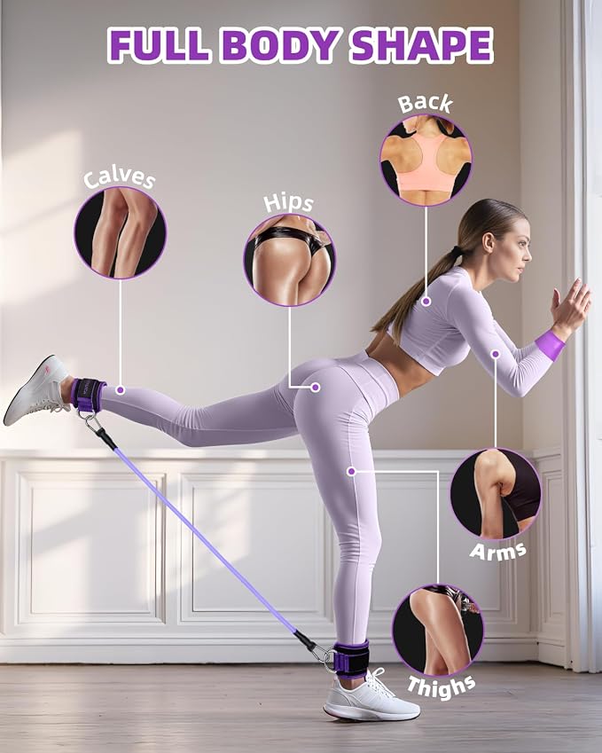 Resistance Bands Set – Resistance Band and Adjustable Ankle Exercise Bands with Cuffs Great Equipment for Training, Working Out, Yoga,Home Gym with Training Guidance & Carry Bag,Set of 8