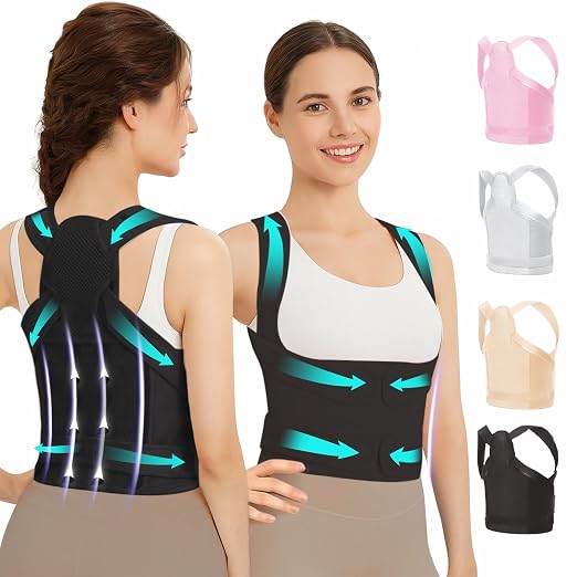 Posture Corrector for Women & Men, Adjustable Full Back Brace Support | Breathable Shoulder Straightener, Spine Support for Upper & Lower Back, Scoliosis & Hunchback Correction, Back Pain Relief
