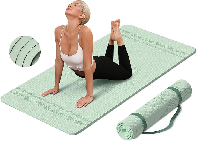 PAIDU Large Yoga Mat 72"x36"x10mm Non-Slip Exercise Mat for Home Gym Studio | Extra wide & thick non-slip yoga mat, works on all floors, ideal for stretching, yoga studio, gym and home workouts