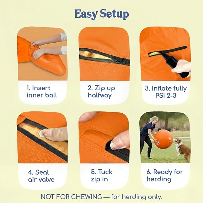 Race&Herd 18" Herding Ball for Dogs — Balls for Dog Toys (Tangerine) | Small Herding Ball for Mini Australian Shepherd, Border Collie, Corgi & Frenchie, Instinct-Driven Outdoor Exercise