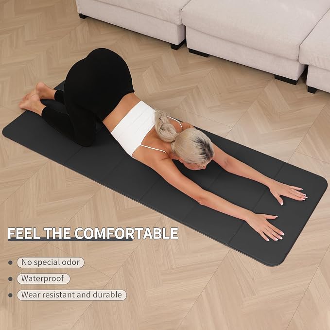PAIDU Foldable Yoga Mat 10mm Thick, 75"x26" Non-Slip Fitness Exercise Mat | SGS Certified| uick Fold，Easy Storag，Portable for Yoga/Pilates/Studio/Home Workout