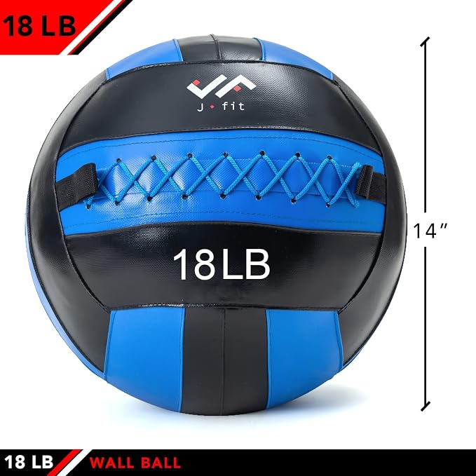 JFit Wall Ball – Premium Soft Weighted Exercise Ball for Strength, Conditioning, Gym & Home Workouts, 4-30 LB