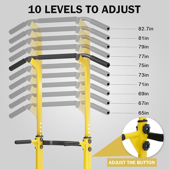 SogesHome Multi-Function Power Tower Pull Up Bar Dip Station for Home Gym | Height Adjustable PullUp Dip Stand, Full Body Strength Training Equipment, Fitness Workout for Push Ups Dips, 330LB Capacity
